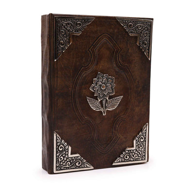 Elegantes Notizbuch Hefty Brown Tan mit Zinc-Rose-Motiv