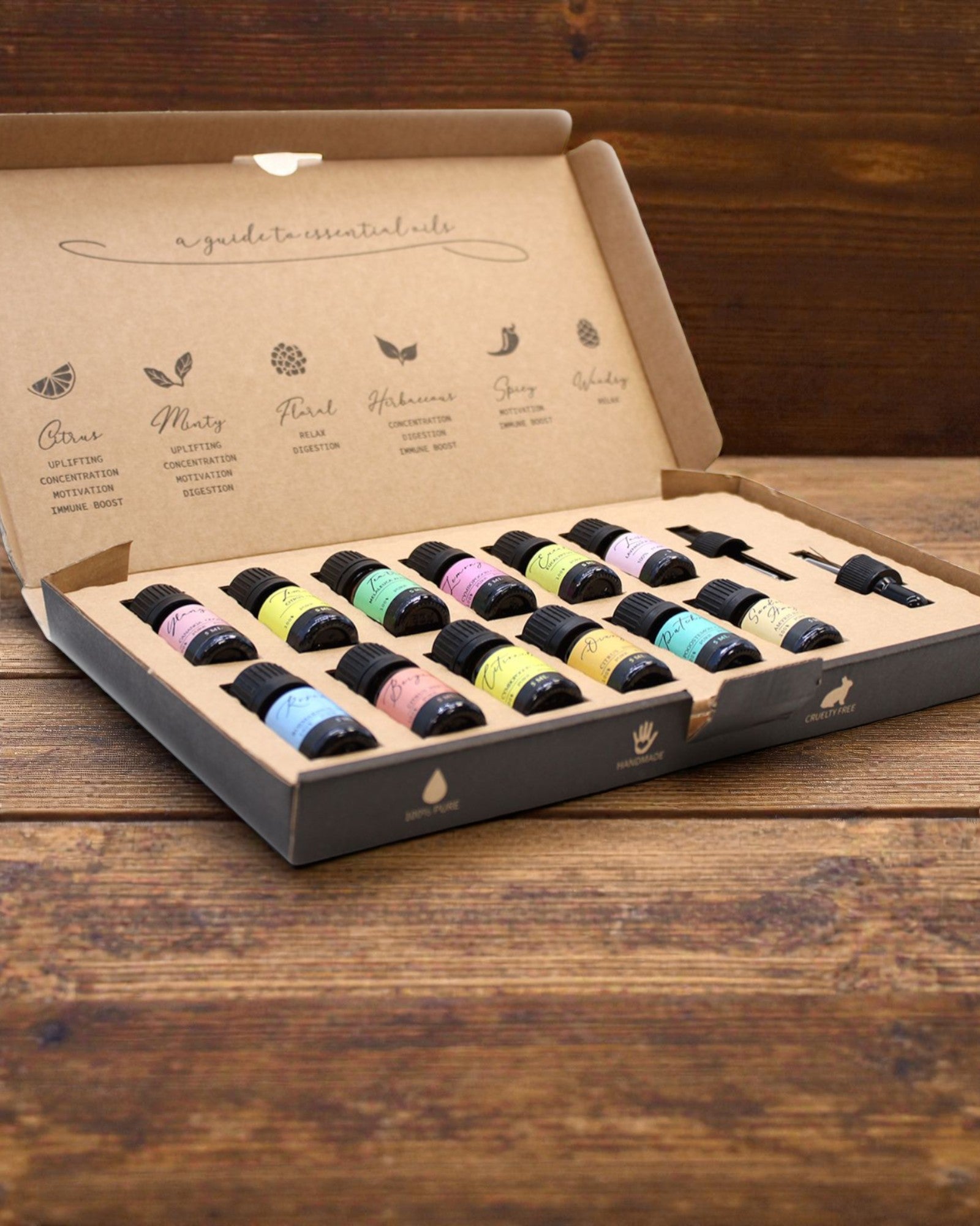 Essenz der Welt – Luxuriöses Set der 12 beliebtesten ätherischen Öle 5 ml mit Pipetten