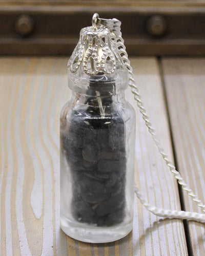 Halskette mit Fläschchen-Edelsteinen – Schwarzer Onyx