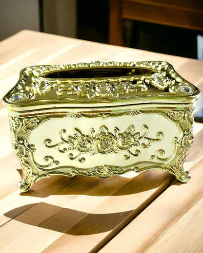 Elegante Taschentuchbox mit geprägten Blumen - Serviettenbehälter