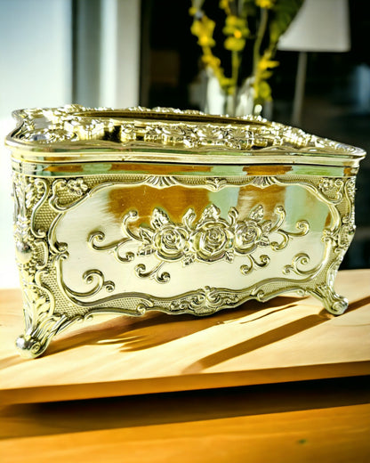 Elegante Taschentuchbox mit geprägten Blumen - Serviettenbehälter