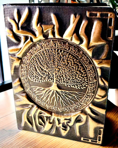 Vintage Tagebuch "Baum des Lebens" A6 - Eleganter geprägter Einband aus Kunstleder, 100 Seiten