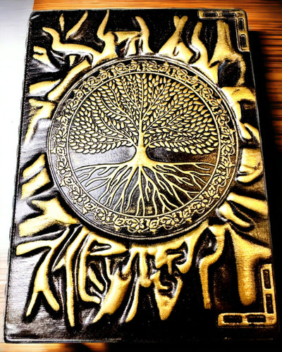 Vintage Tagebuch "Baum des Lebens" A6 - Eleganter geprägter Einband aus Kunstleder, 100 Seiten