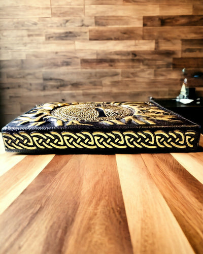 Vintage Tagebuch "Baum des Lebens" A6 - Eleganter geprägter Einband aus Kunstleder, 100 Seiten