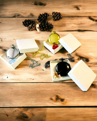 Klassische Mechanische Taschenuhr mit Doppelabdeckung – Manuell, Schwarz, Personalisierung mit Gravur