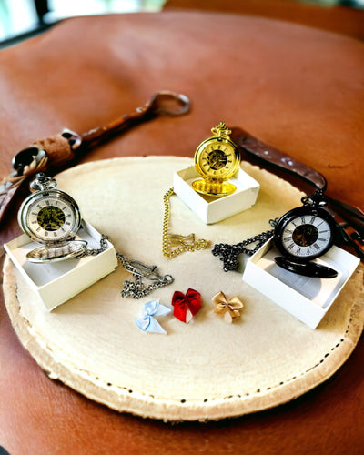 Klassische Mechanische Taschenuhr mit Doppelabdeckung – Manuell, Schwarz, Personalisierung mit Gravur