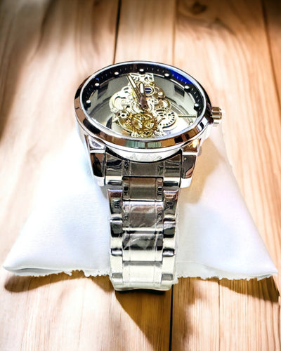 Elegante Herren-Quarzuhr - Transparente Mechanik und sportliche Eleganz