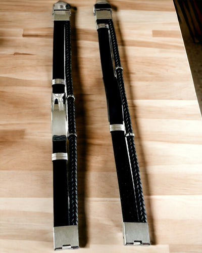 Herrenarmband aus PU-Leder und Edelstahl mit Gravurmöglichkeit – Erhältlich in Zwei Farbvarianten