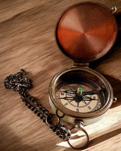 Kompass Indischer Odysseus – Retro-Entdecker-Perle - Möglichkeit zur Gravur