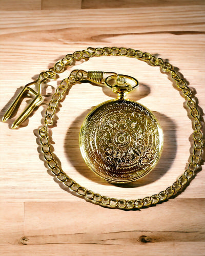 Goldfarbene Retro-Taschenuhr mit Gravurmöglichkeit
