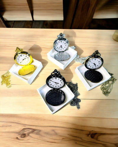 Schwarze Taschenuhr "Klassische Eleganz" mit Gravurmöglichkeit