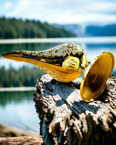 Magische Lampe von Aladin mit Gravuroption - Weißer Variante, durchzogen mit Gold