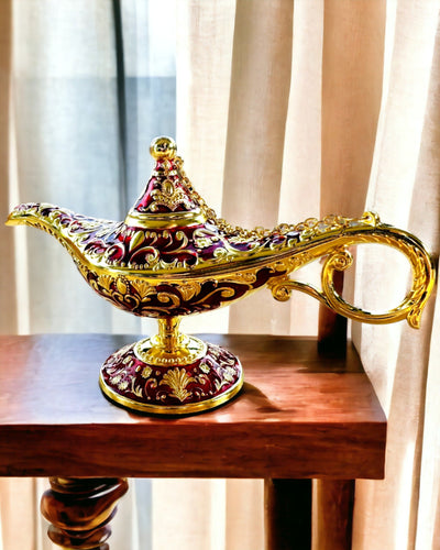 Magische Aladins Lampe mit Gravuroption - Variante Bordeaux, durchzogen mit Gold