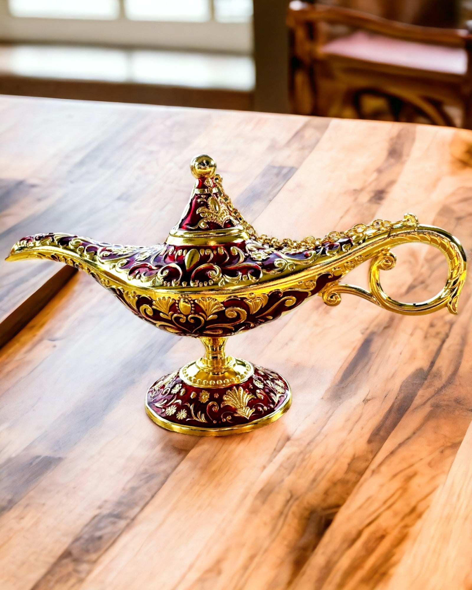 Magische Aladins Lampe mit Gravuroption - Variante Bordeaux, durchzogen mit Gold