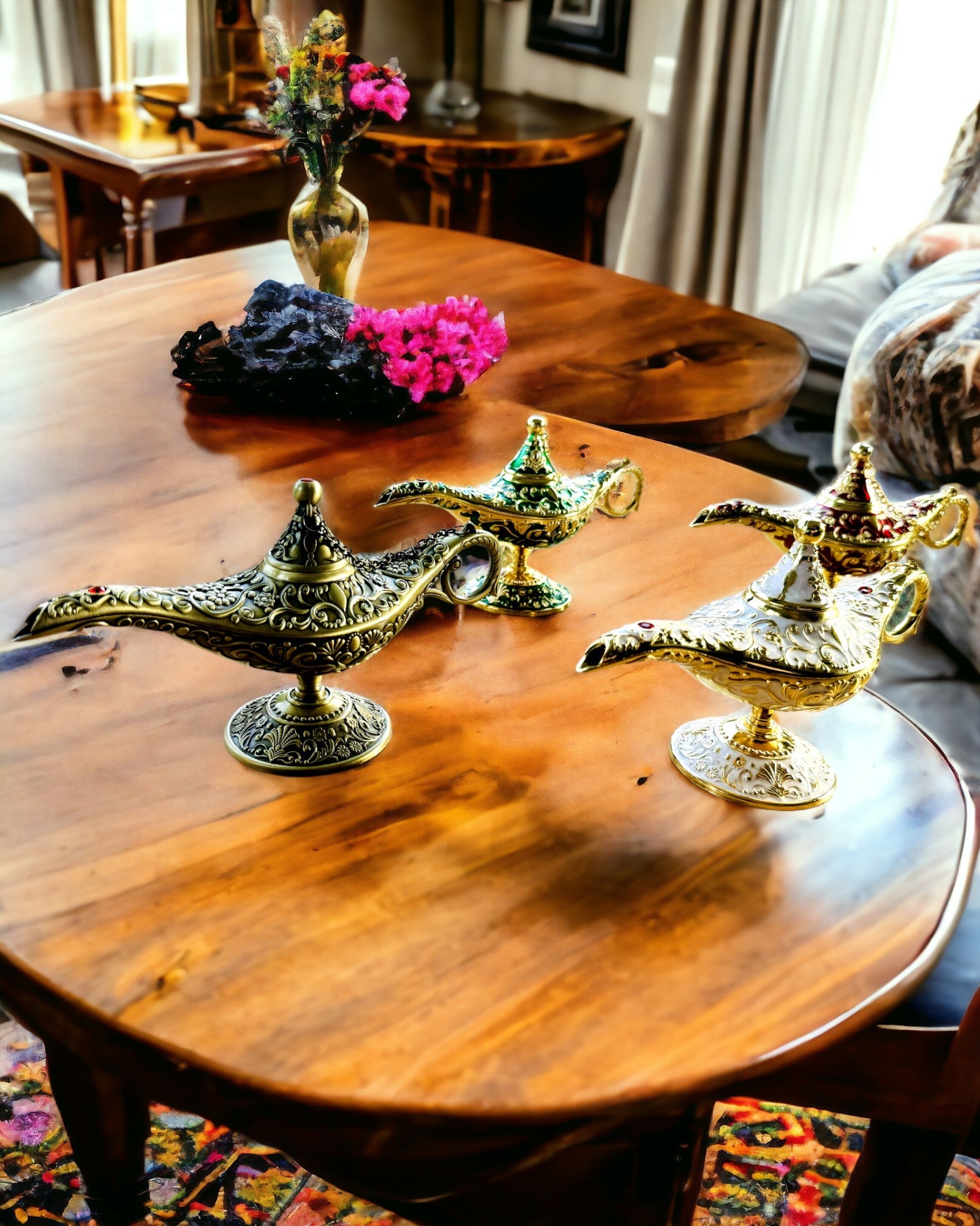 Magische Lampe von Aladin mit Gravuroption - Weißer Variante, durchzogen mit Gold