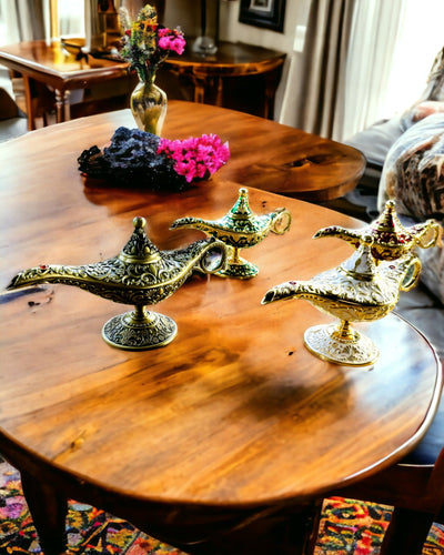 Magische Lampe von Aladin mit Gravuroption - Weißer Variante, durchzogen mit Gold