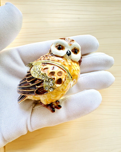 Charmante Eule mit Kristallen - Schmuckversteck mit Personalisierung durch Gravur, Geschenk