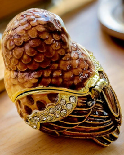 Charmante Eule mit Kristallen - Schmuckversteck mit Personalisierung durch Gravur, Geschenk