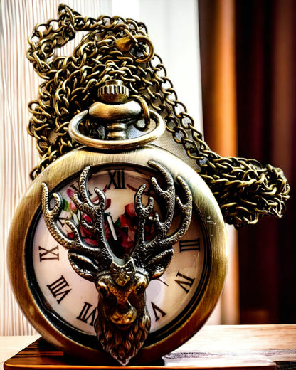 Taschenuhr "Leśny Strażnik" - Elegante Uhr mit Hirschmotiv, personalisierbar mit Gravur