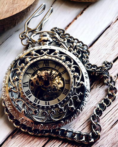 Silberne Taschenuhr "Vintage Elegance" mit Gravurpersonalisierung möglich