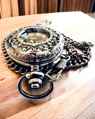 Silberne Taschenuhr "Vintage Elegance" mit Gravurpersonalisierung möglich