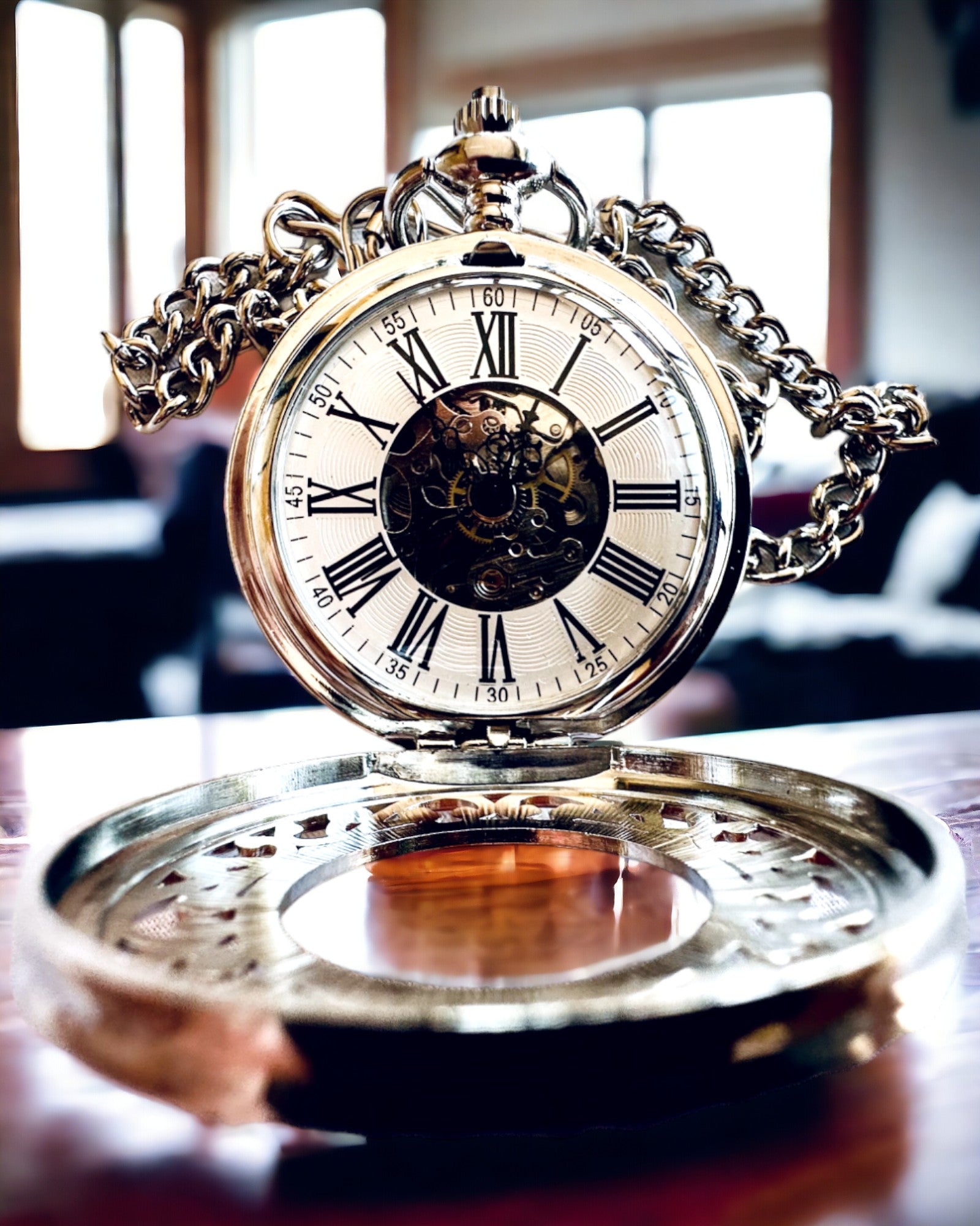 Silberne Taschenuhr "Vintage Elegance" mit Gravurpersonalisierung möglich