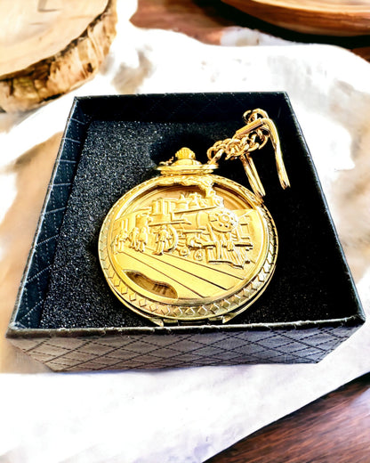 Taschenuhr "Imperialer Zug", Personalisierung mit Gravur möglich, Farbe Gold