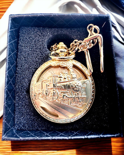 Taschenuhr "Imperialer Zug", Personalisierung mit Gravur möglich, Farbe Gold
