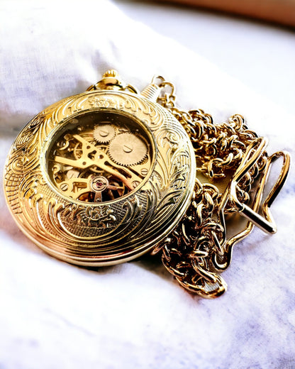 Taschenuhr "Imperialer Zug", Personalisierung mit Gravur möglich, Farbe Gold