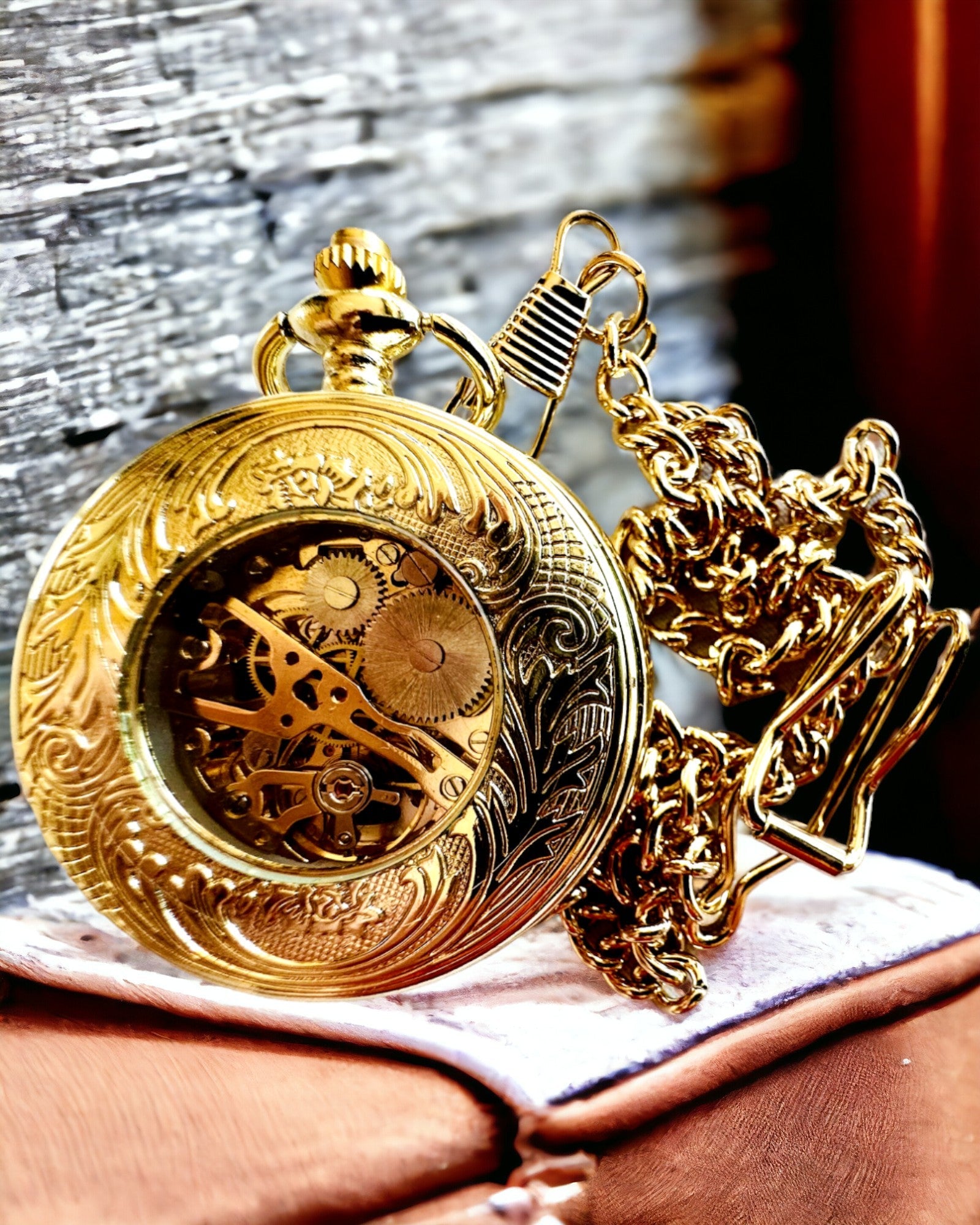 Taschenuhr "Imperialer Zug", Personalisierung mit Gravur möglich, Farbe Gold