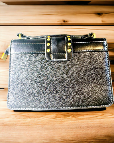 Modische quadratische Umhängetasche mit Löwenakzent - Farbe Schwarz