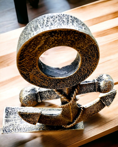 Rustikale Ankerskulptur aus Harz - "Meereslegende", Ankerpersonalisierung mit Gravur