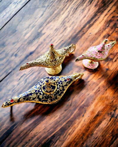 Magische Lampe von Aladin mit Gravuroption - Variante Dunkelblau, durchzogen mit Gold