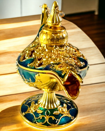 Kleine handgefertigte Aladdin-Lampe - Künstlerisches Metallhandwerk zur Wohnungsdekoration, Gravur
