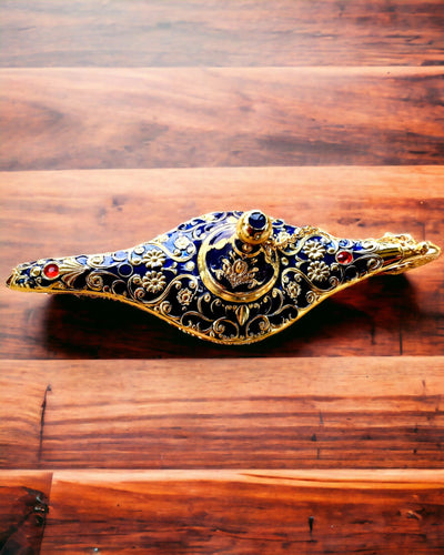 Magische Lampe von Aladin mit Gravuroption - Variante Dunkelblau, durchzogen mit Gold