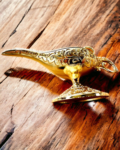 Magische Aladins Lampe mit Gravuroption - Klassische Goldene Variante, durchzogen