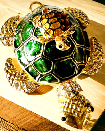 Schmuckkästchen "Schildkrötenfamilie" - Farbe Grün, Personalisierung mit Gravur