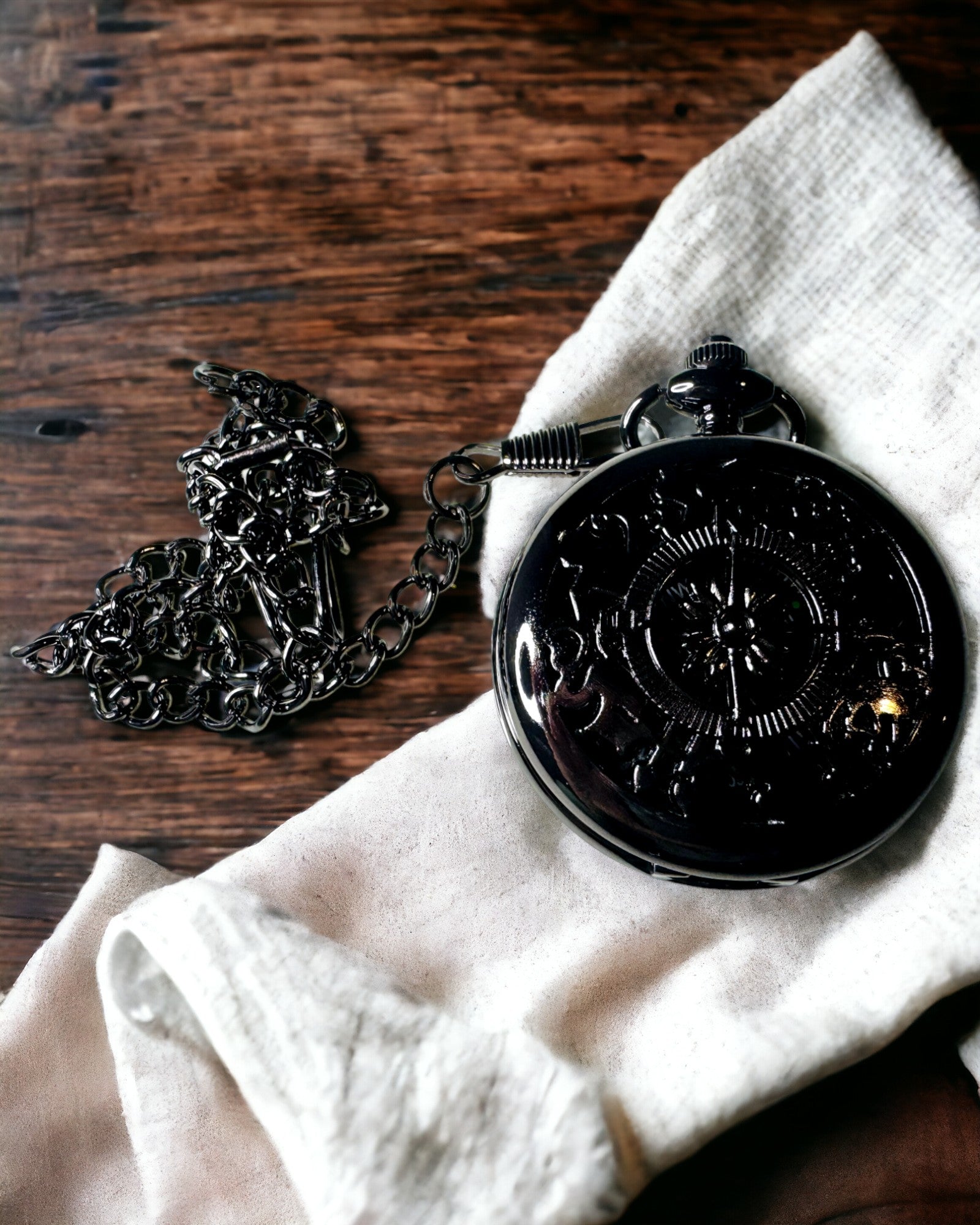 Taschenuhr-Stil Kompass "Navigator" - Farbe dunkles Metall