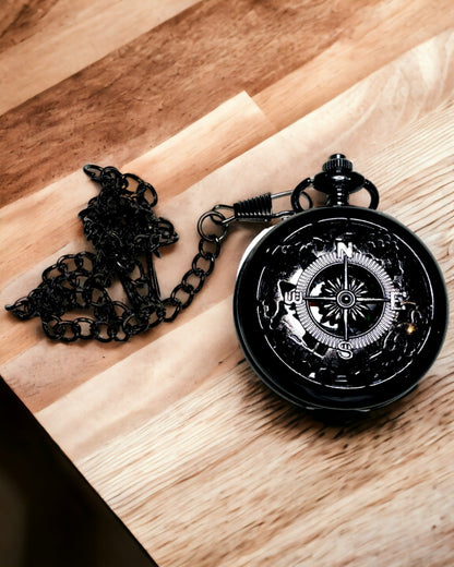 Taschenuhr-Stil Kompass "Navigator" - Farbe dunkles Metall