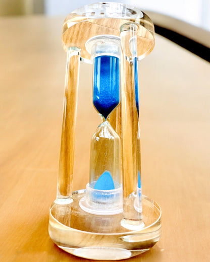 Sanduhr „Blue Elegance“, 10 cm hoch, misst 10 Minuten Zeit