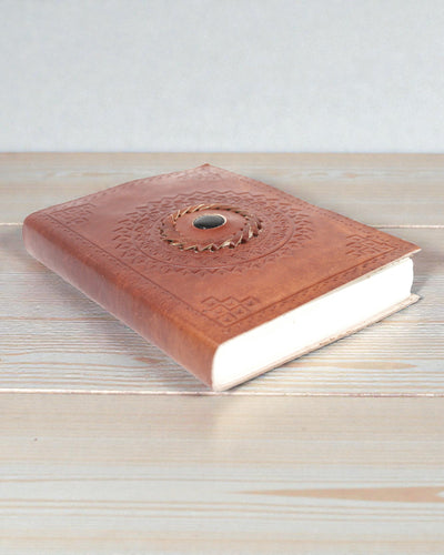 Umbra Mandala – Leder-Notizbuch mit schwarzem Onyx