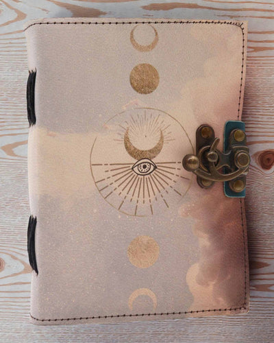 Leder-Notizbuch Mondphasen Luna Mystica – 13 × 18 cm