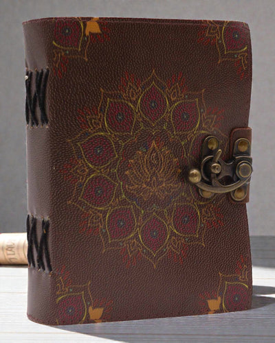 Lotus Anima – Leder-Notizbuch „Lotosmandala“ mit gealterten Seiten