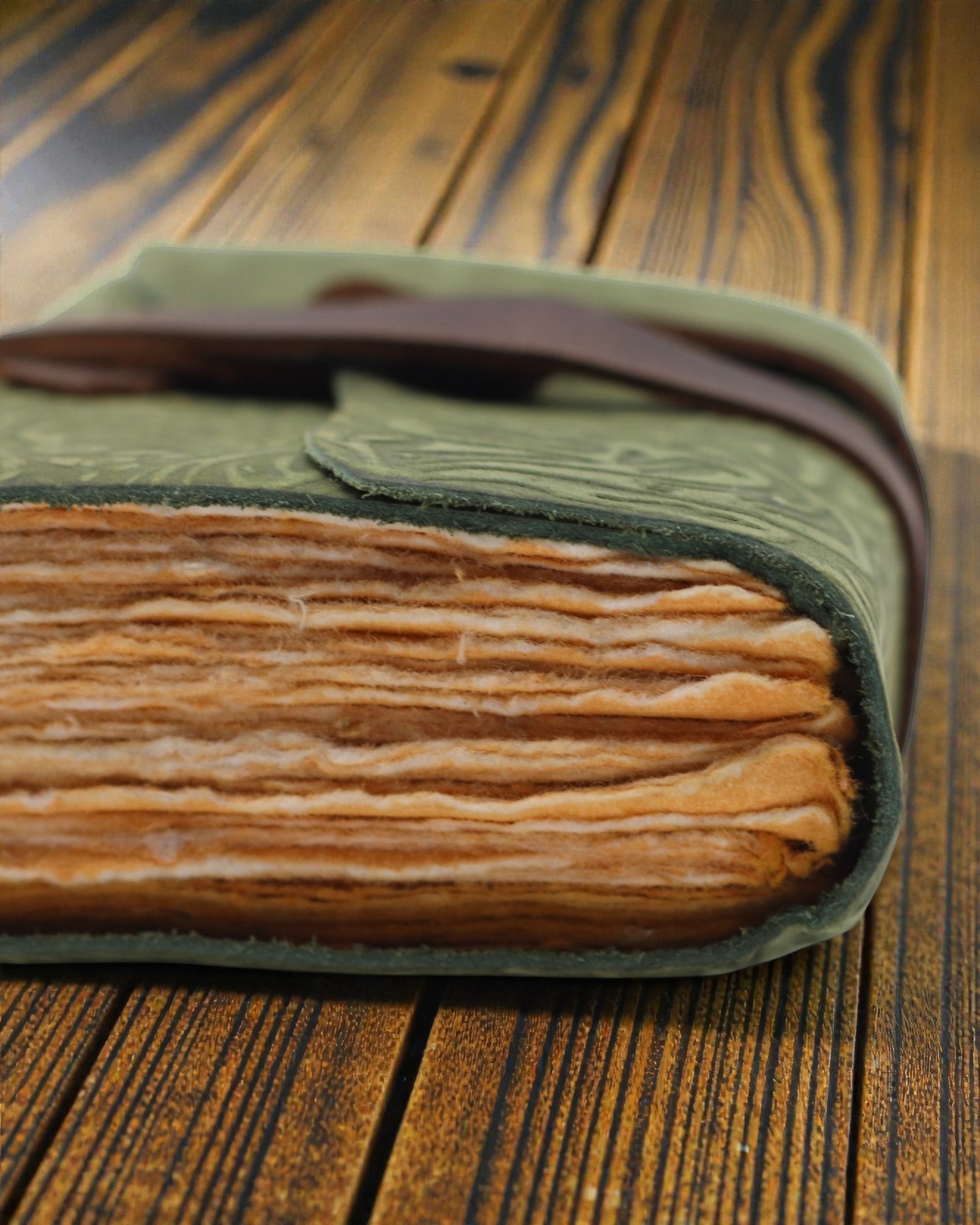 Green Maze Retro – Leder-Notizbuch mit gealterten Seiten 12,7 × 8,9 cm