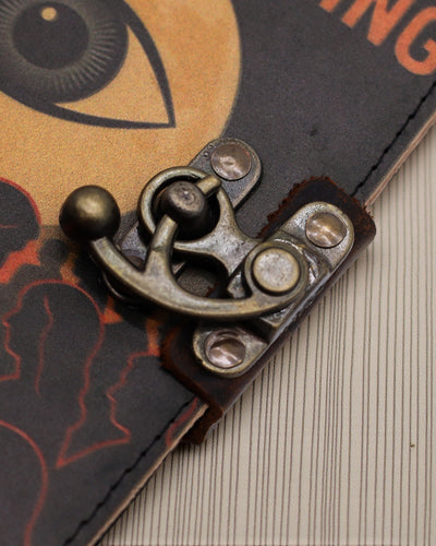 Leder-Notizbuch mit Aufdruck – Schluss mit dem endlosen Scrollen (17,8 × 12,7 cm)