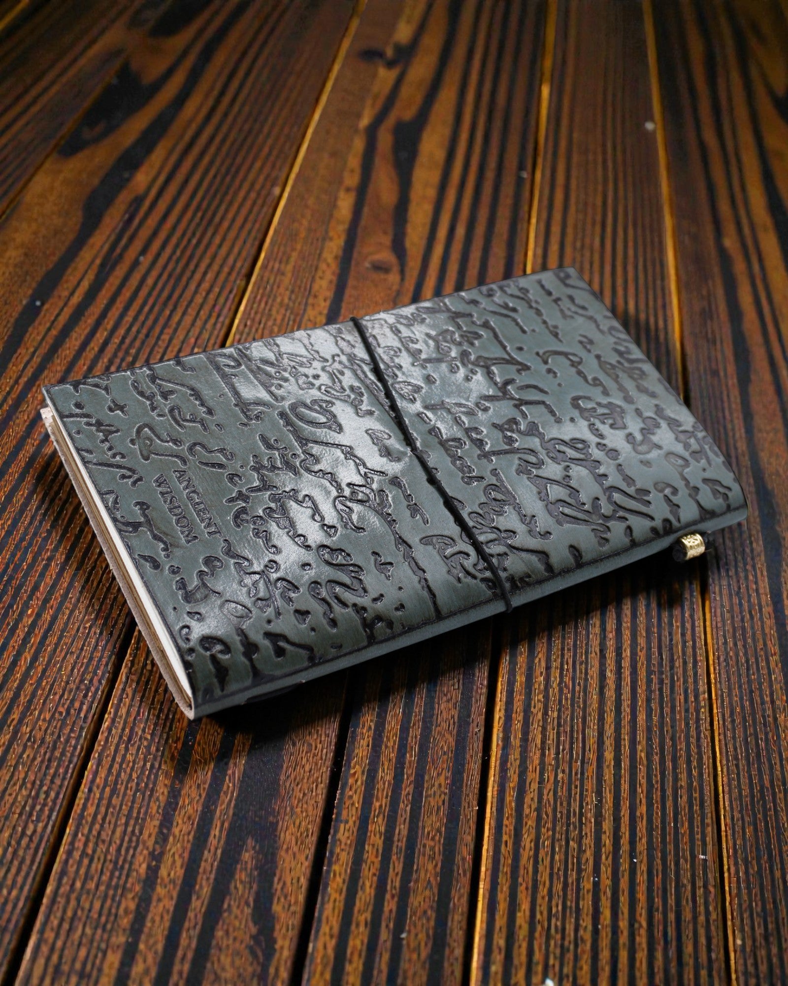 Wichtige Dinge zu erledigen – graues ledernes handgefertigtes Notizbuch 22 × 12 × 1,5 cm, 80 Seiten