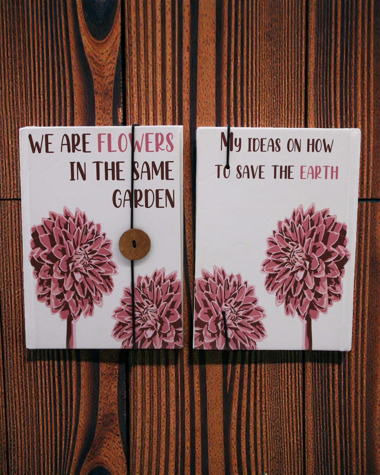 Blumen gemeinsam – kleines Notizbuch mit Band und Kokosknopf 18 × 12,5 cm, 200 Seiten