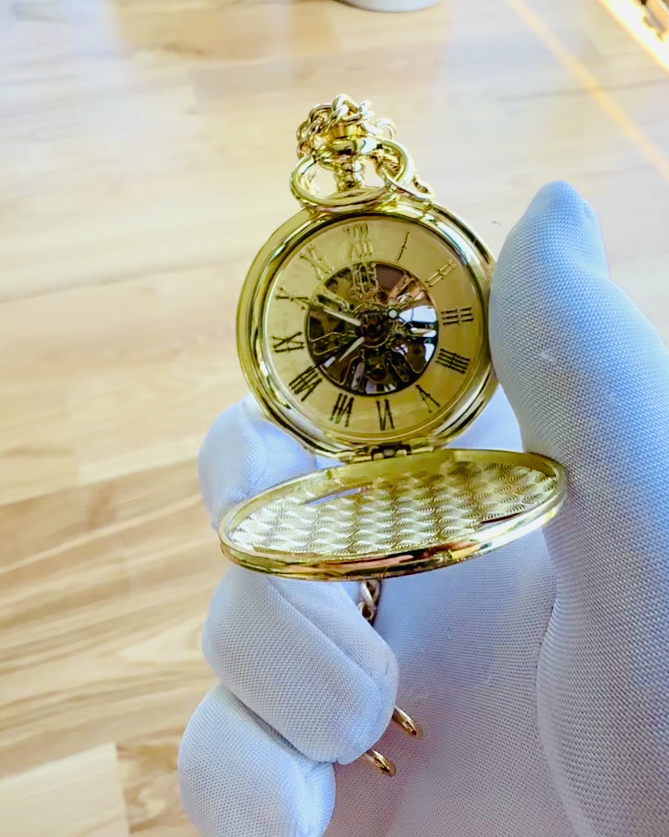 Taschenuhr "Imperialer Zug", Personalisierung mit Gravur möglich, Farbe Gold