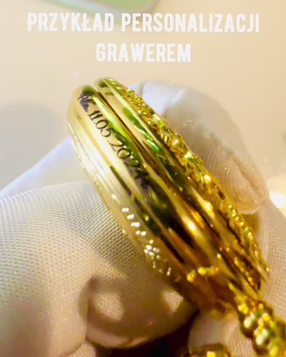 "Złoty Majestat" - Luxuriöse mechanische Taschenuhr mit transparentem Kern. Personalisierung mit Gravur