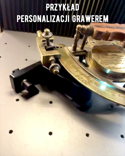 Sekstant Premium mit antikem Kompass - Personalisierung mit Gravur möglich